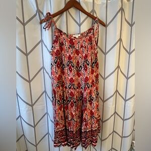 beachlunchlounge Red and Black Patterned Midi Dress